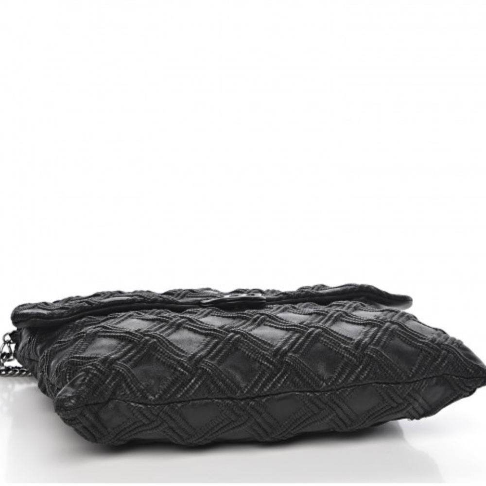 Chanel Bag  Large Walk of Fame  Black Silver clutch or chain Fits LAPTOP - Picture 6 of 16